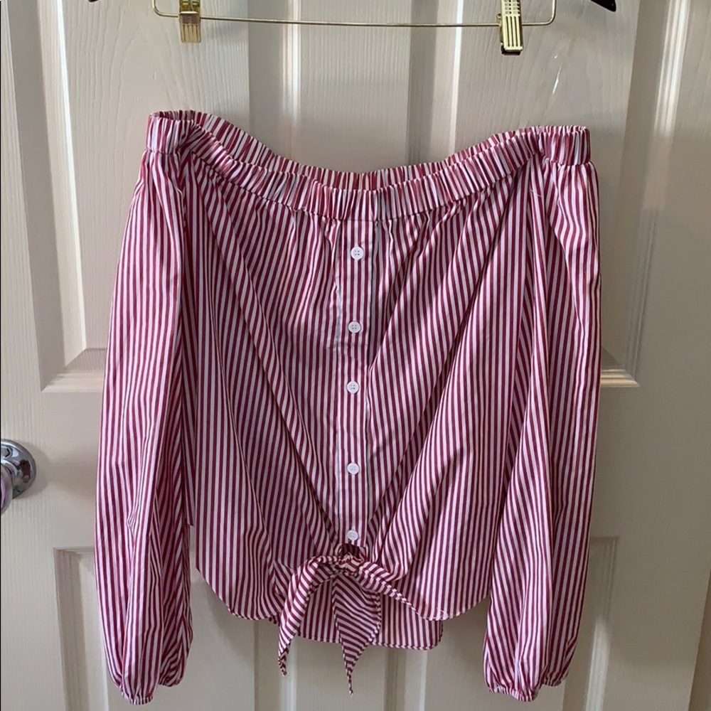Off the shoulder striped top
